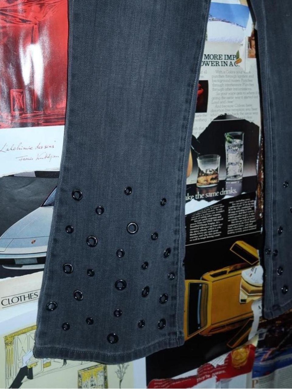 Michael Kors Black Eyelet-Embellished Denim Jeans